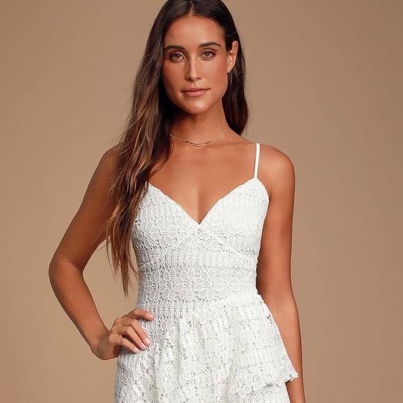 McKenzie White Lace Ruffled Dress - Picture 2 of 2